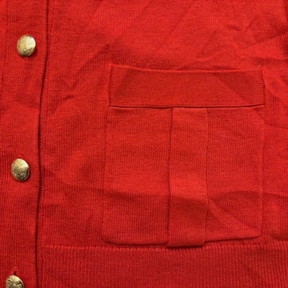 Banana Republic Wool Blend Red Cardigan with Gold Buttons Size Small - Picture 3 of 8